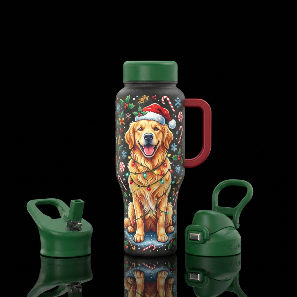 Christmas dog water bottle design