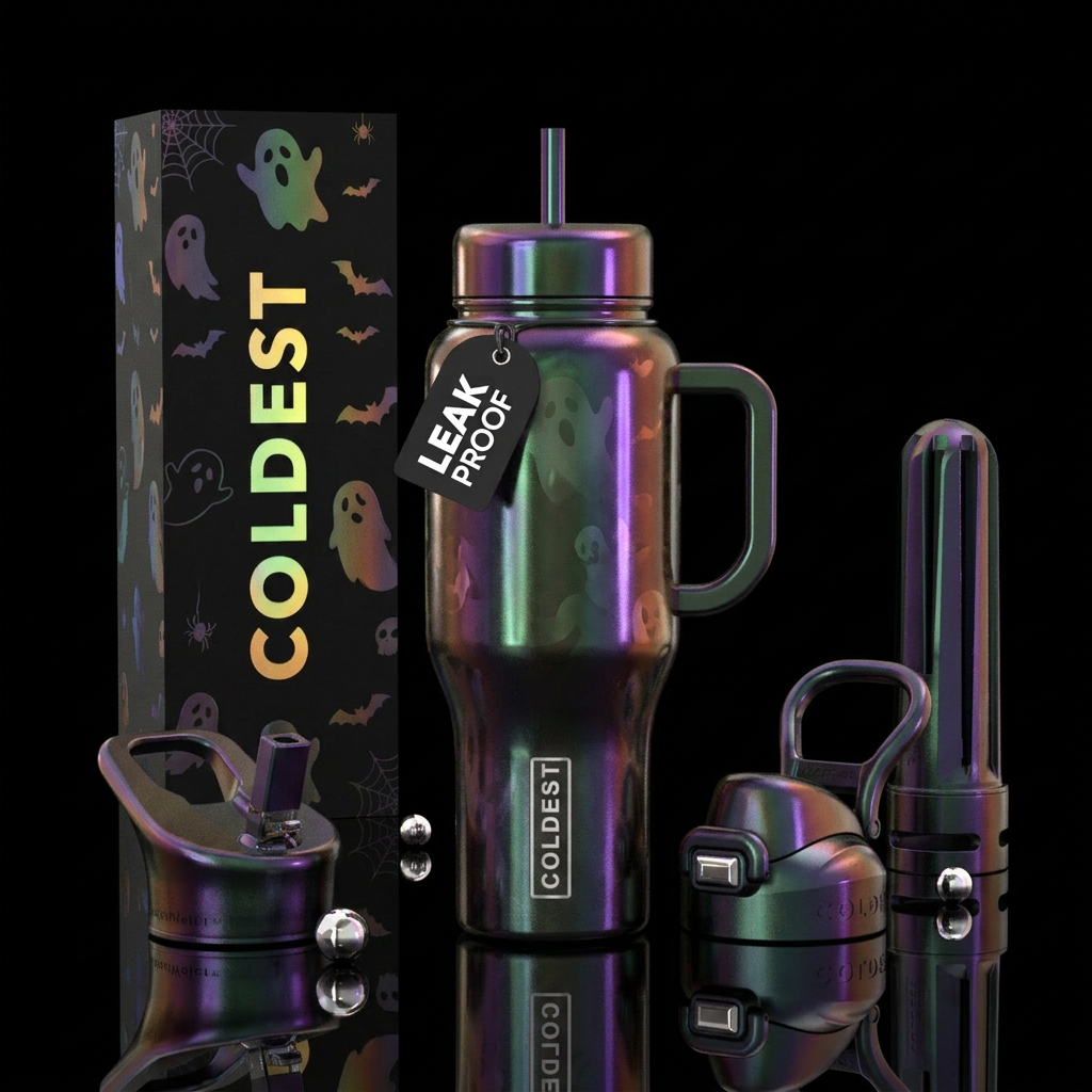 Halloween holographic water bottle design