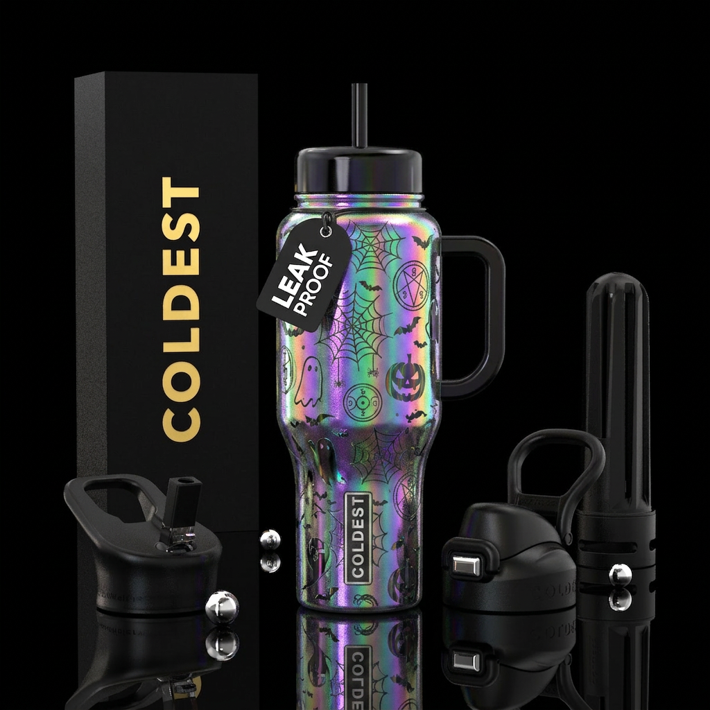 Halloween holographic water bottle design