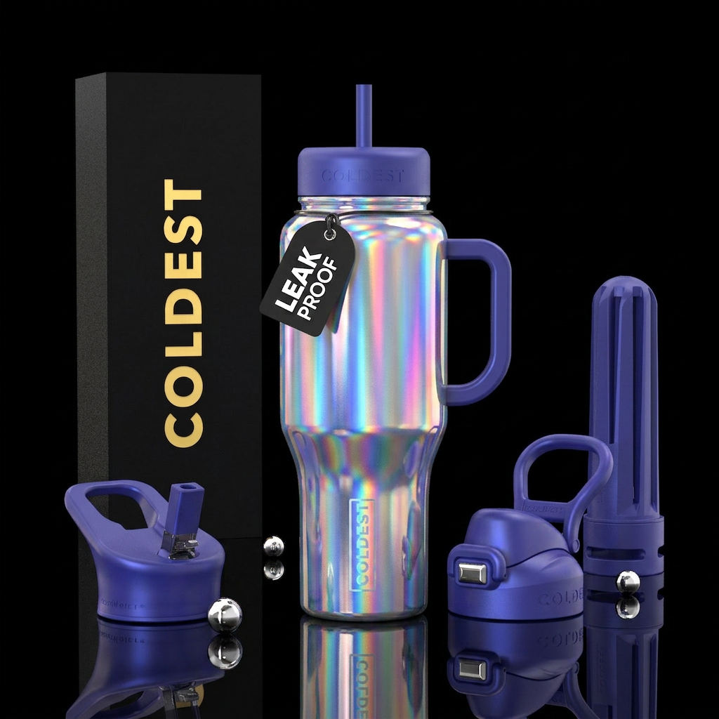 Holographic summer water bottle design