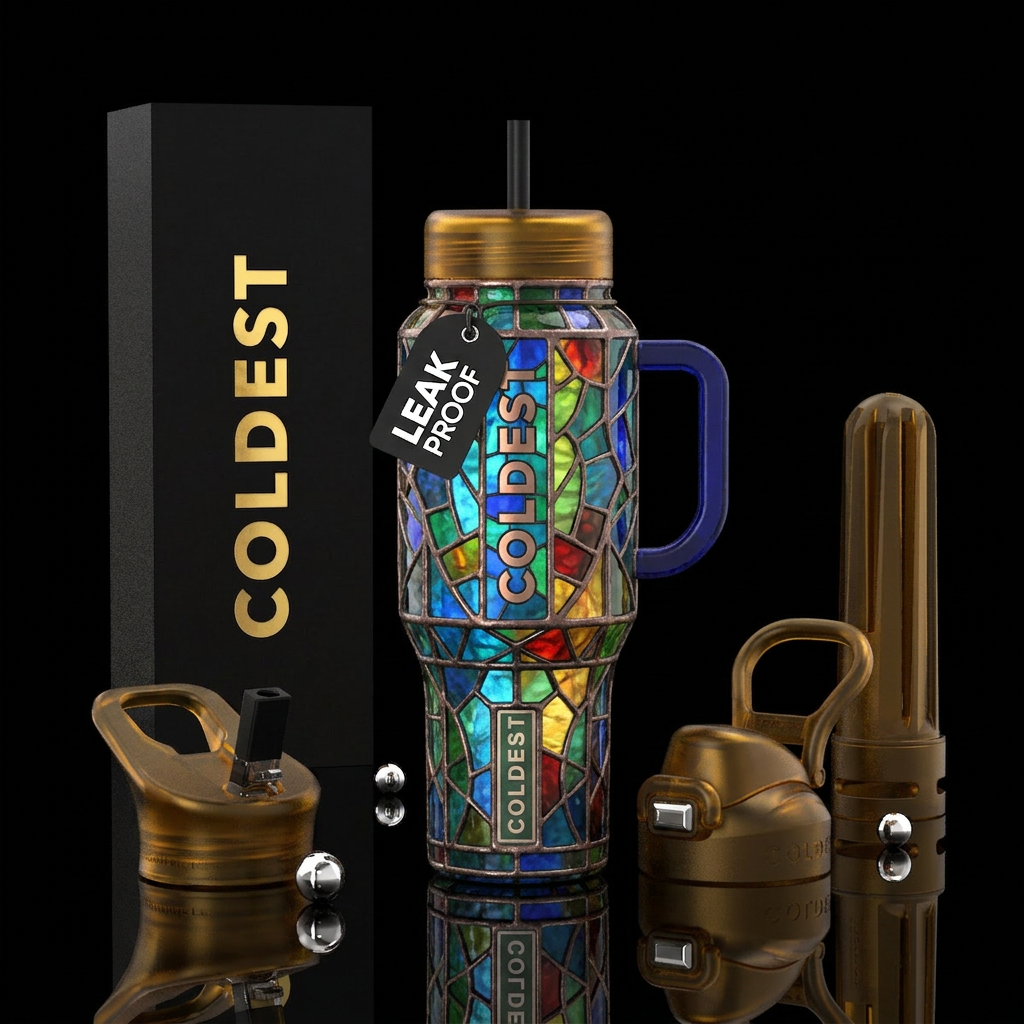Stained glass water bottle design