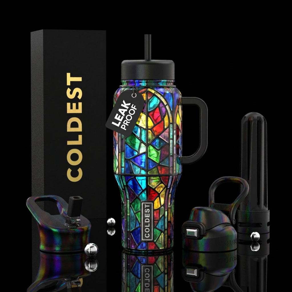 Stained glass water bottle design