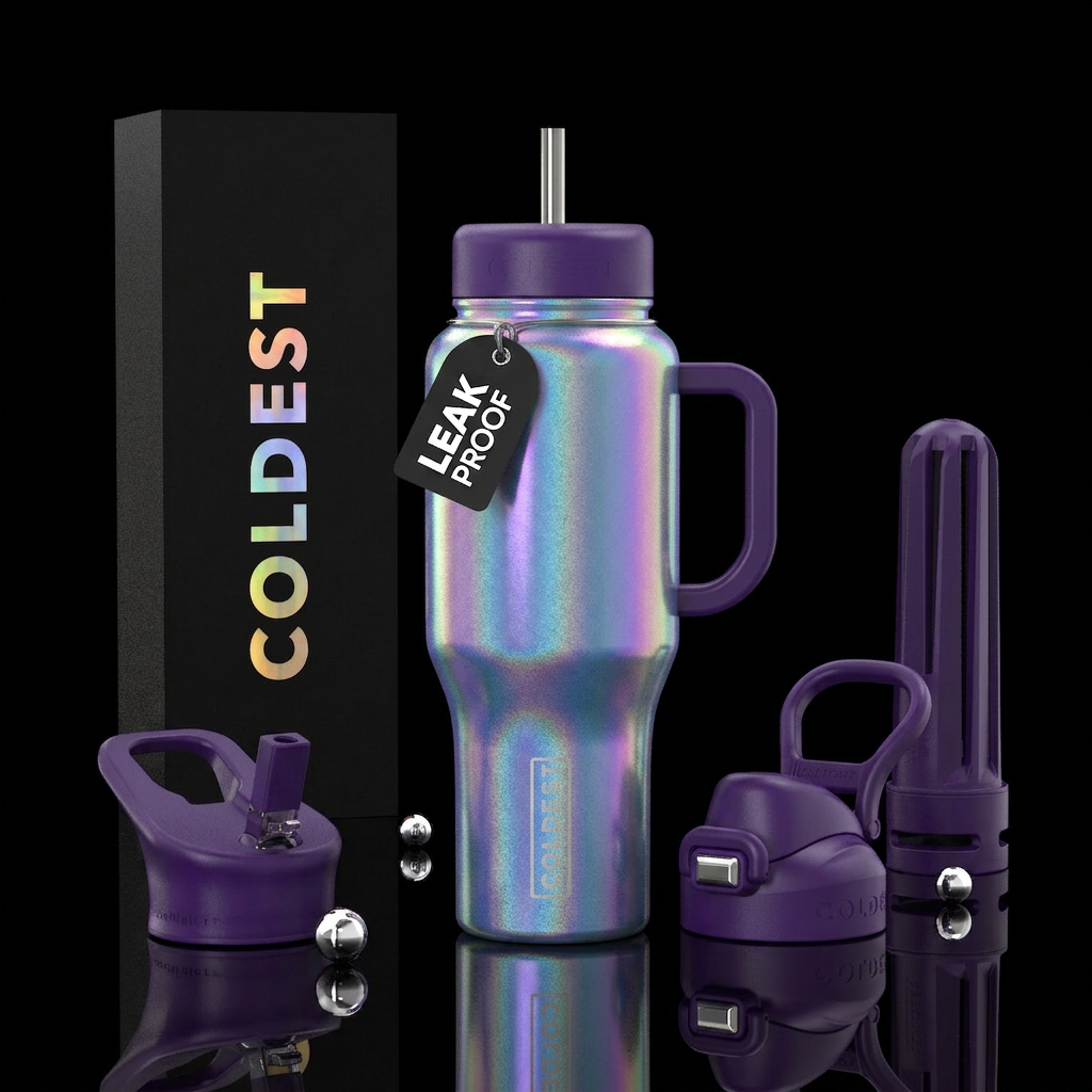 Moonlight holographic water bottle design