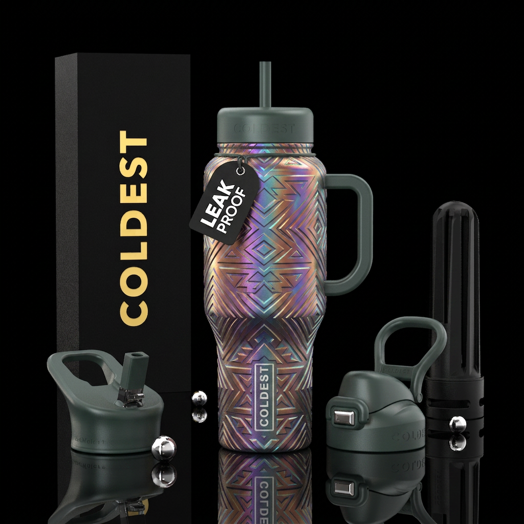 Aztec holographic water bottle design
