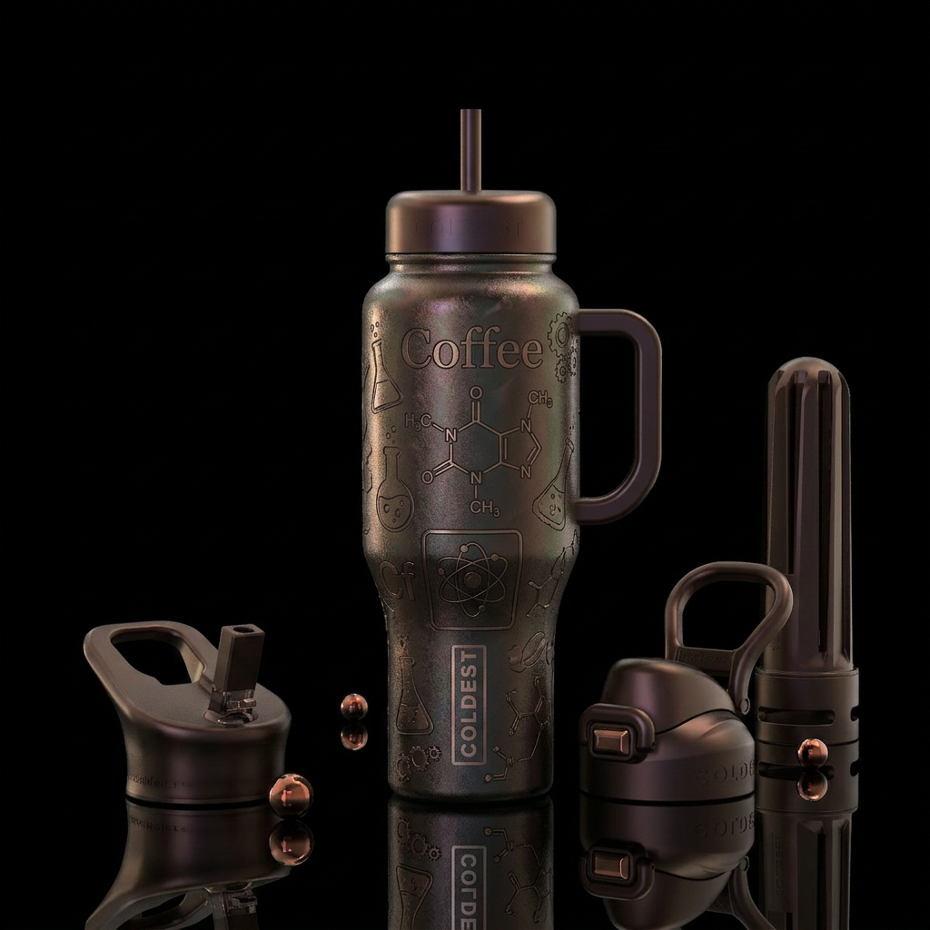 Whimsical chemistry lab with the word Coffee and t... water bottle design
