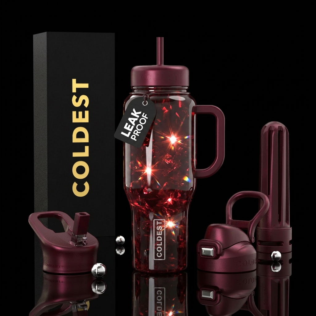 pearlescent garnet with fractal pearlescent ruby s... water bottle design