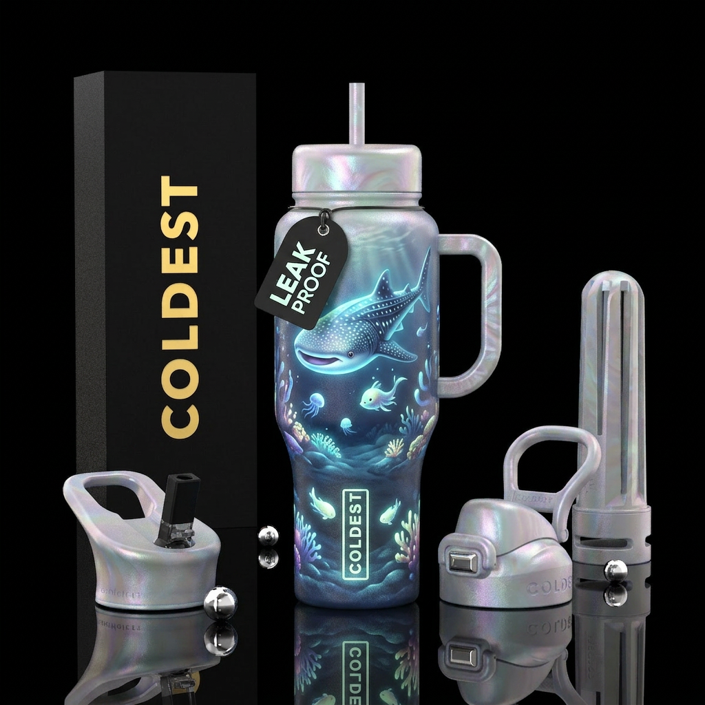 whale shark scene playful yet with the mystery of ... water bottle design