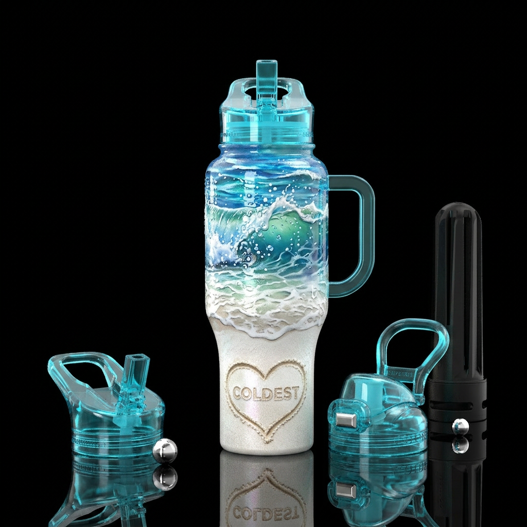 scene with point of view of someone sitting on a w... water bottle design