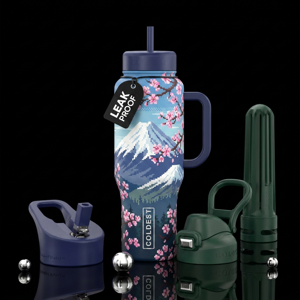 Mount Fuji through the Sakura blossoms water bottle design