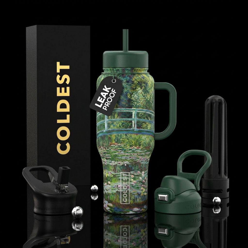 Create a bottle with Claude Monet Japanese bridge ... water bottle design