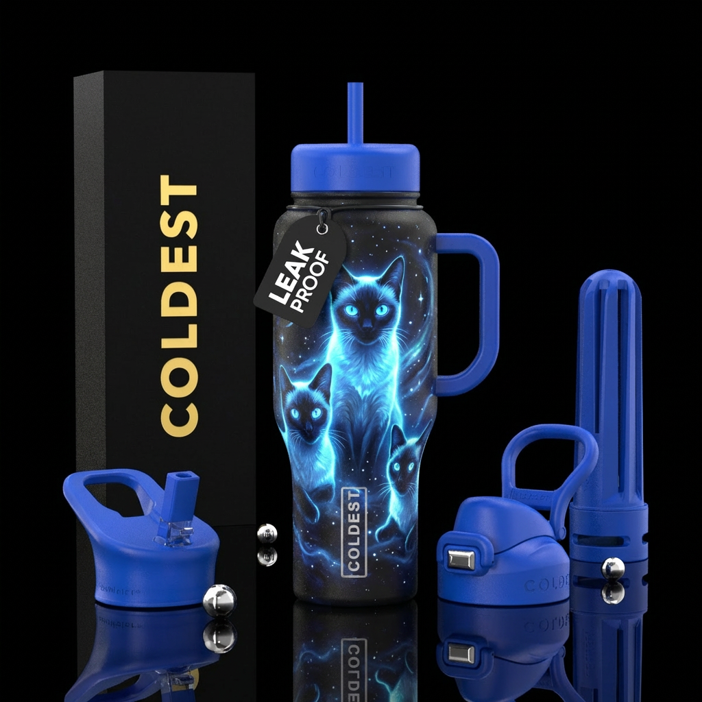 Simease cats glowing water bottle design