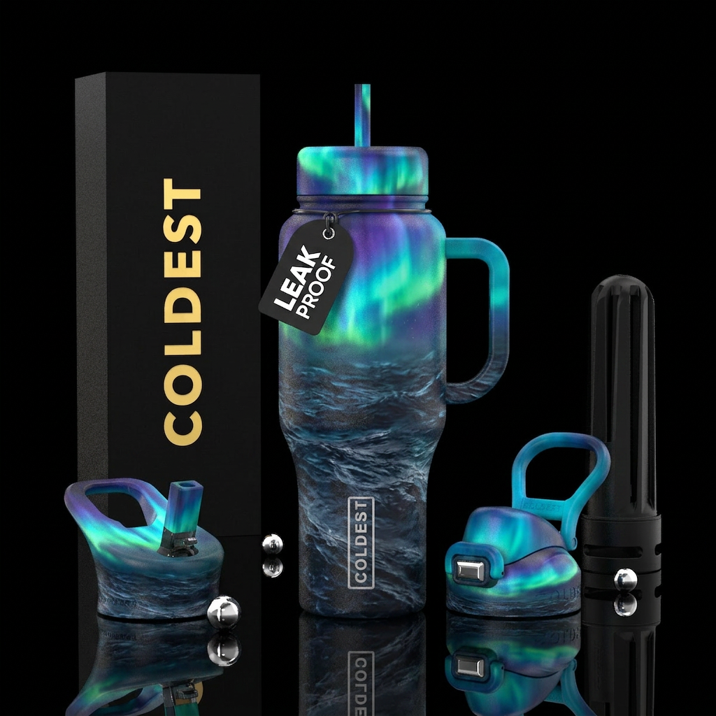 Storms a brewing in the middle of the ocean undern... water bottle design