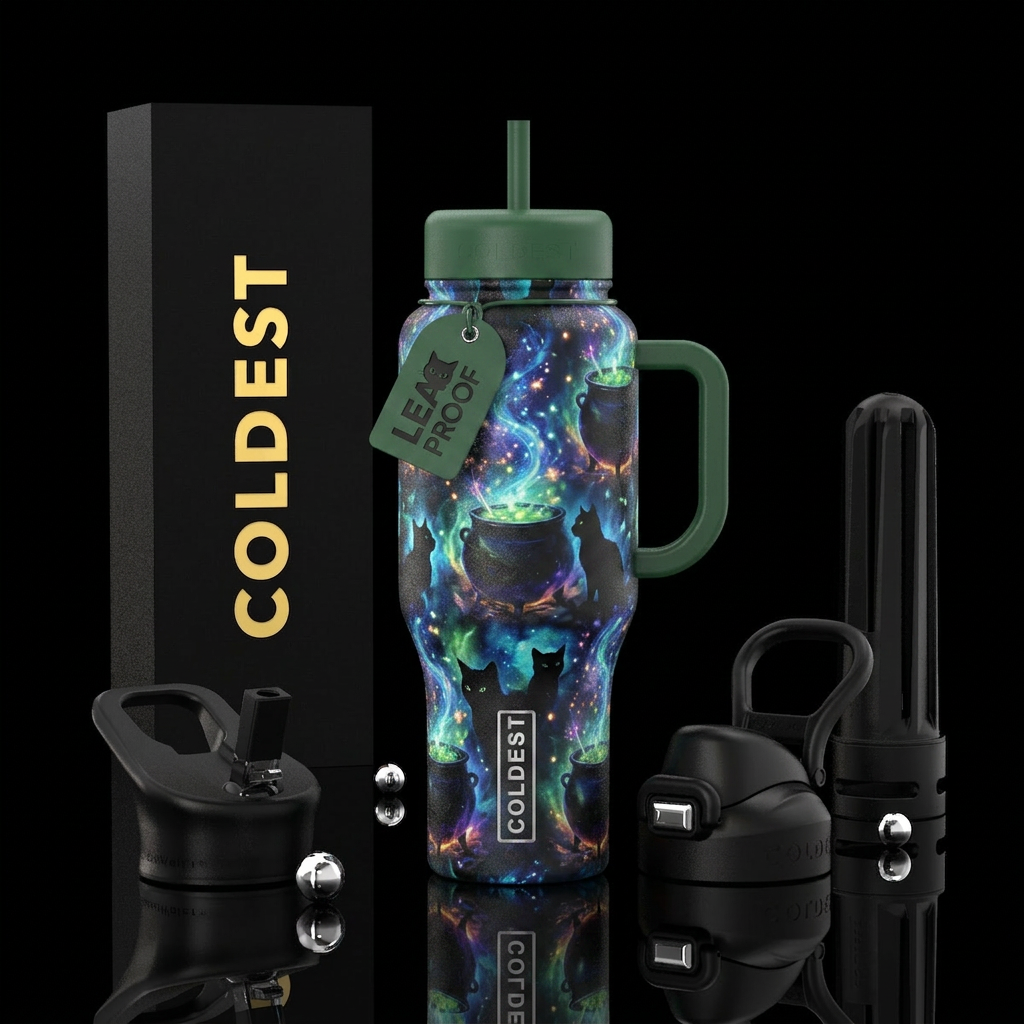 Magical meow water bottle design
