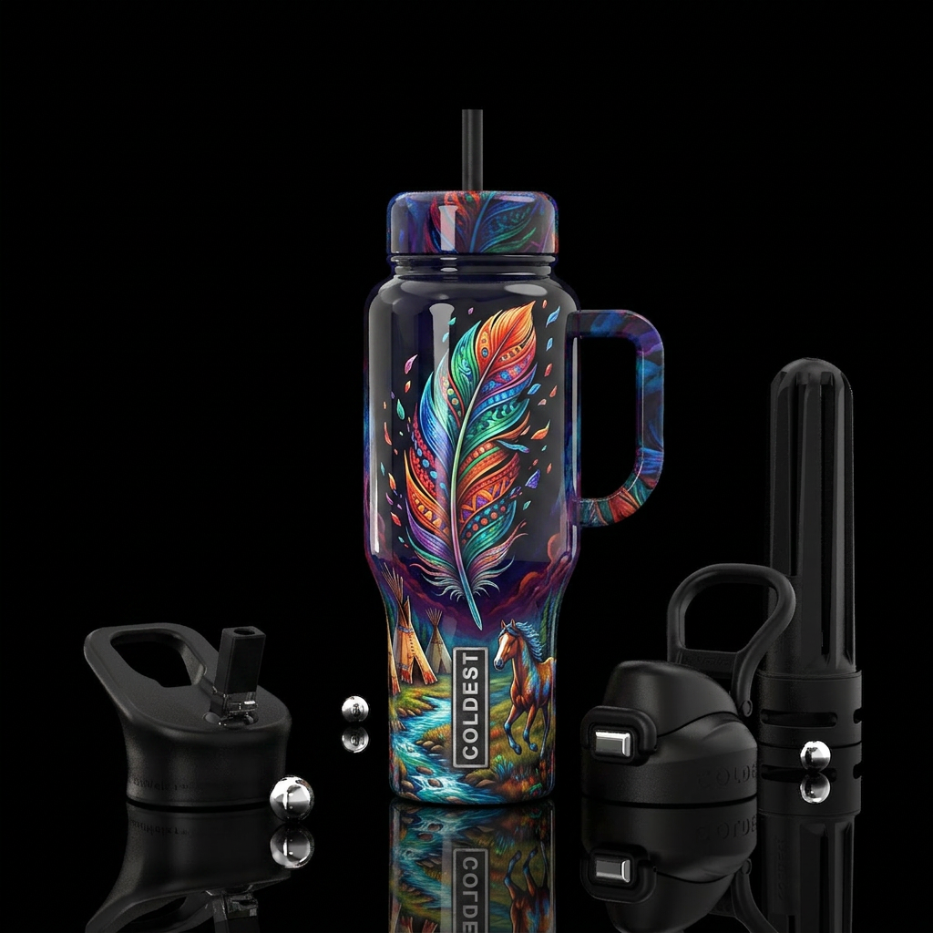Boho Mustang water bottle design