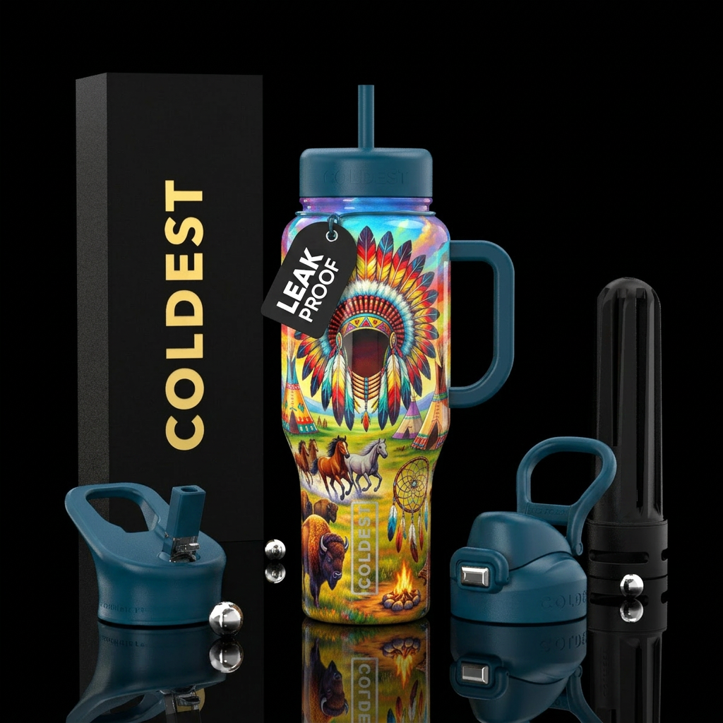 Teal Thunderbird water bottle design