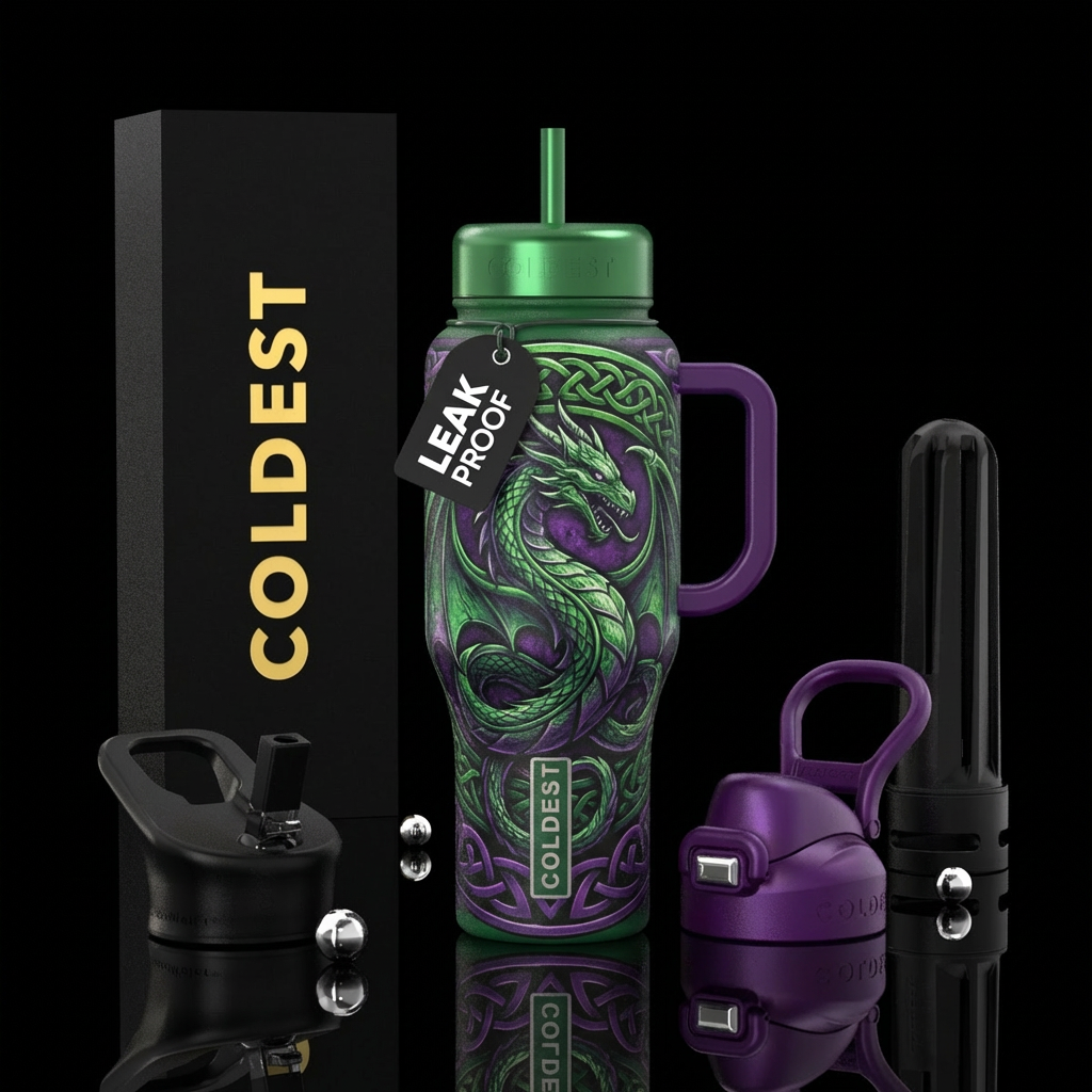 Dragon surrounded with Celtics knot work in groin ... water bottle design