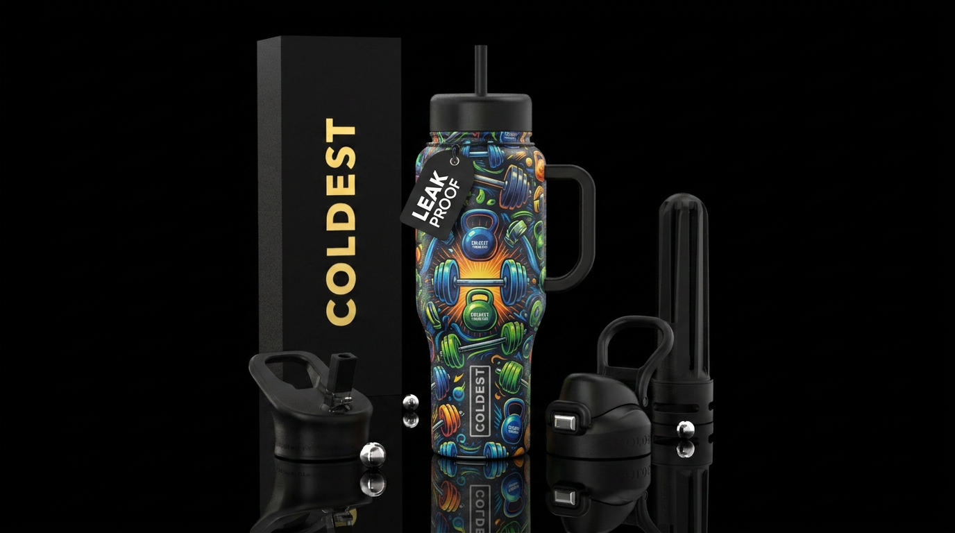 Dumbells, kettle bells, barbells, coldest Tumblers water bottle design