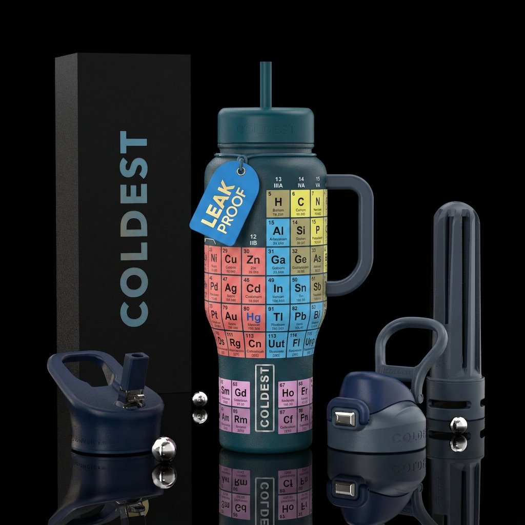 Periodic table of elements water bottle design