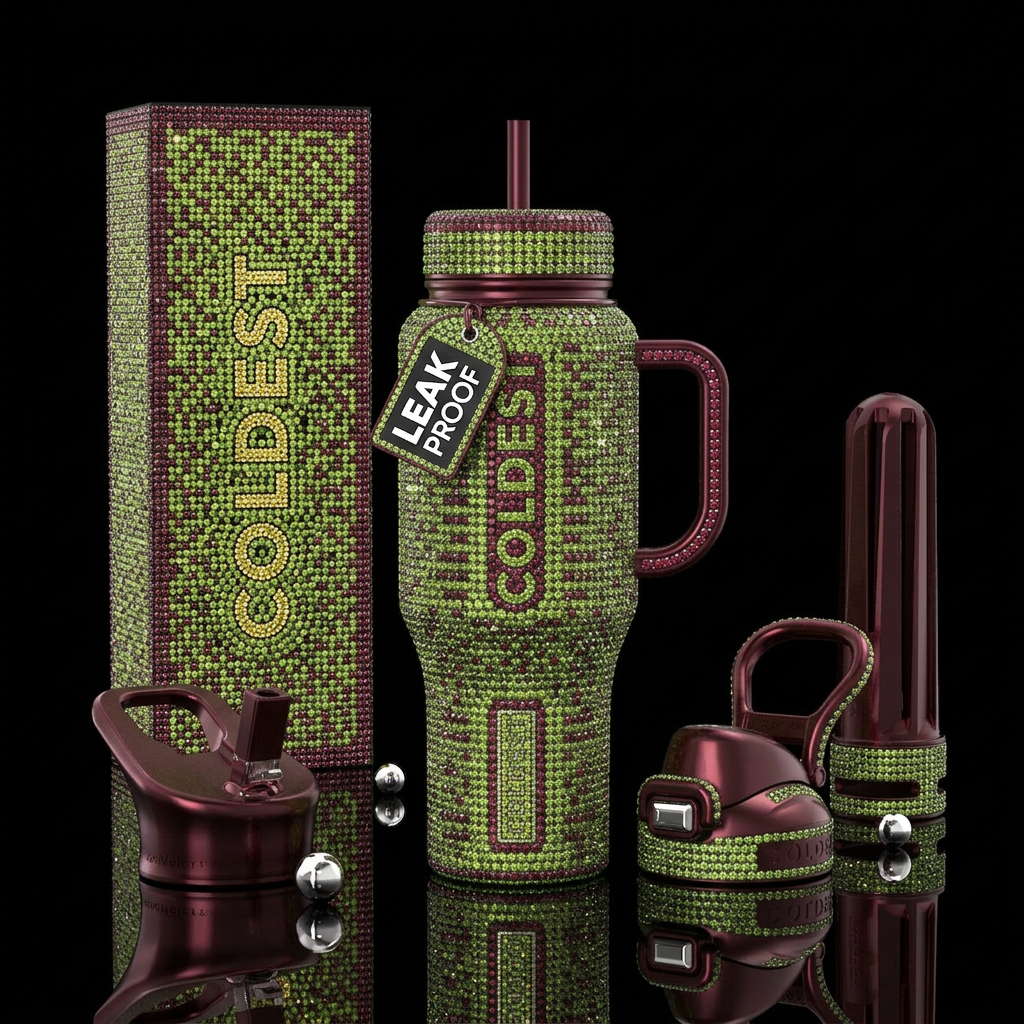 Peridot and garnet twinkling water bottle design