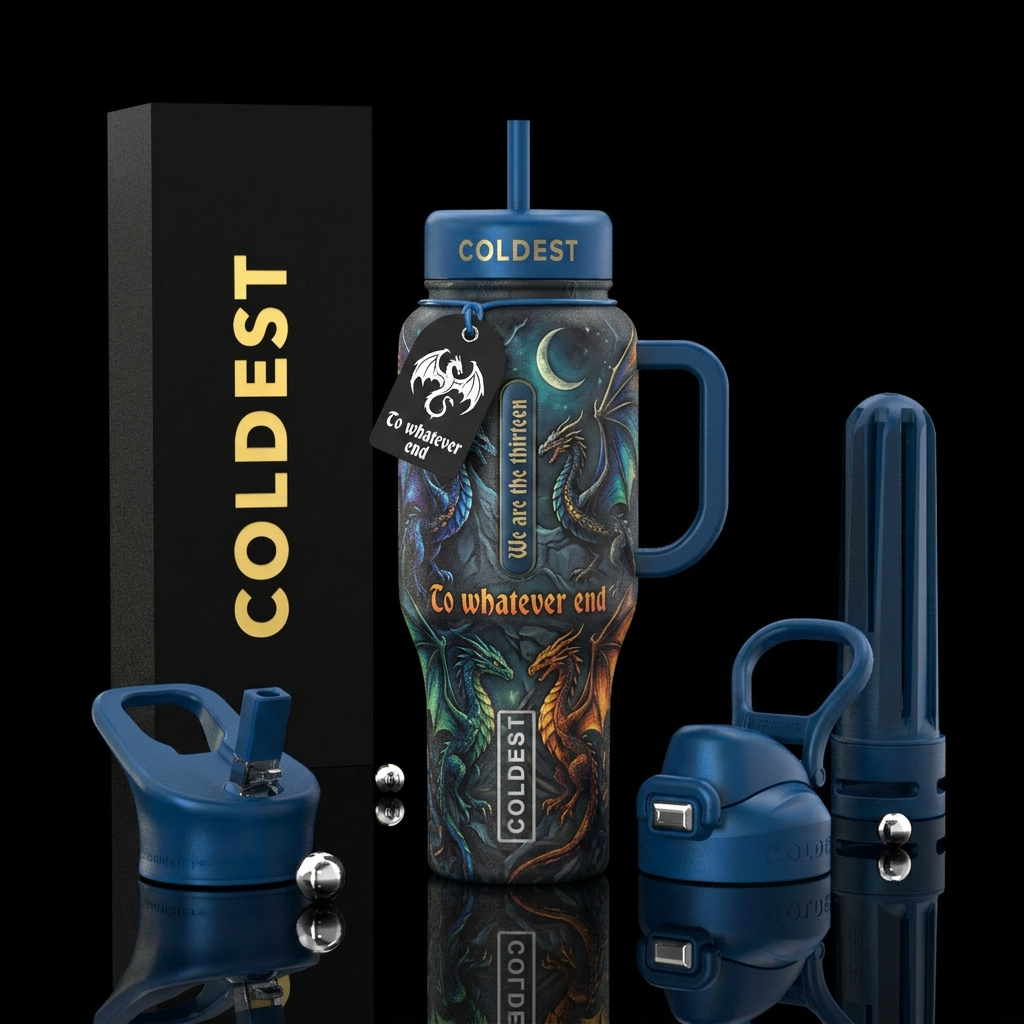Dark and moody. Wyvern. Wyvern wings, crescent moo... water bottle design