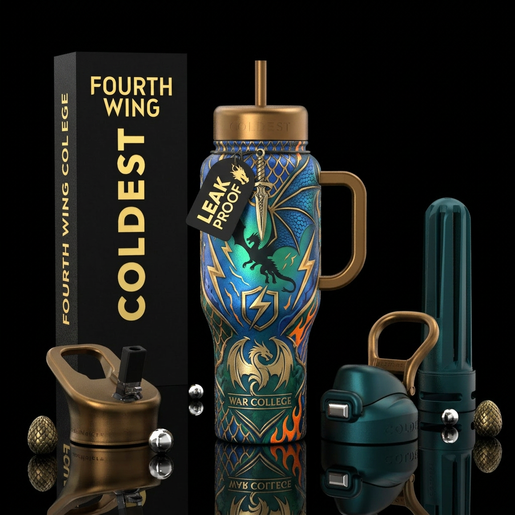 Fourth wing book series water bottle design