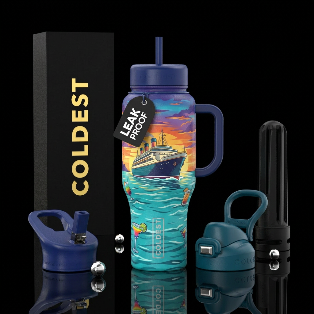 Booze cruise water bottle design