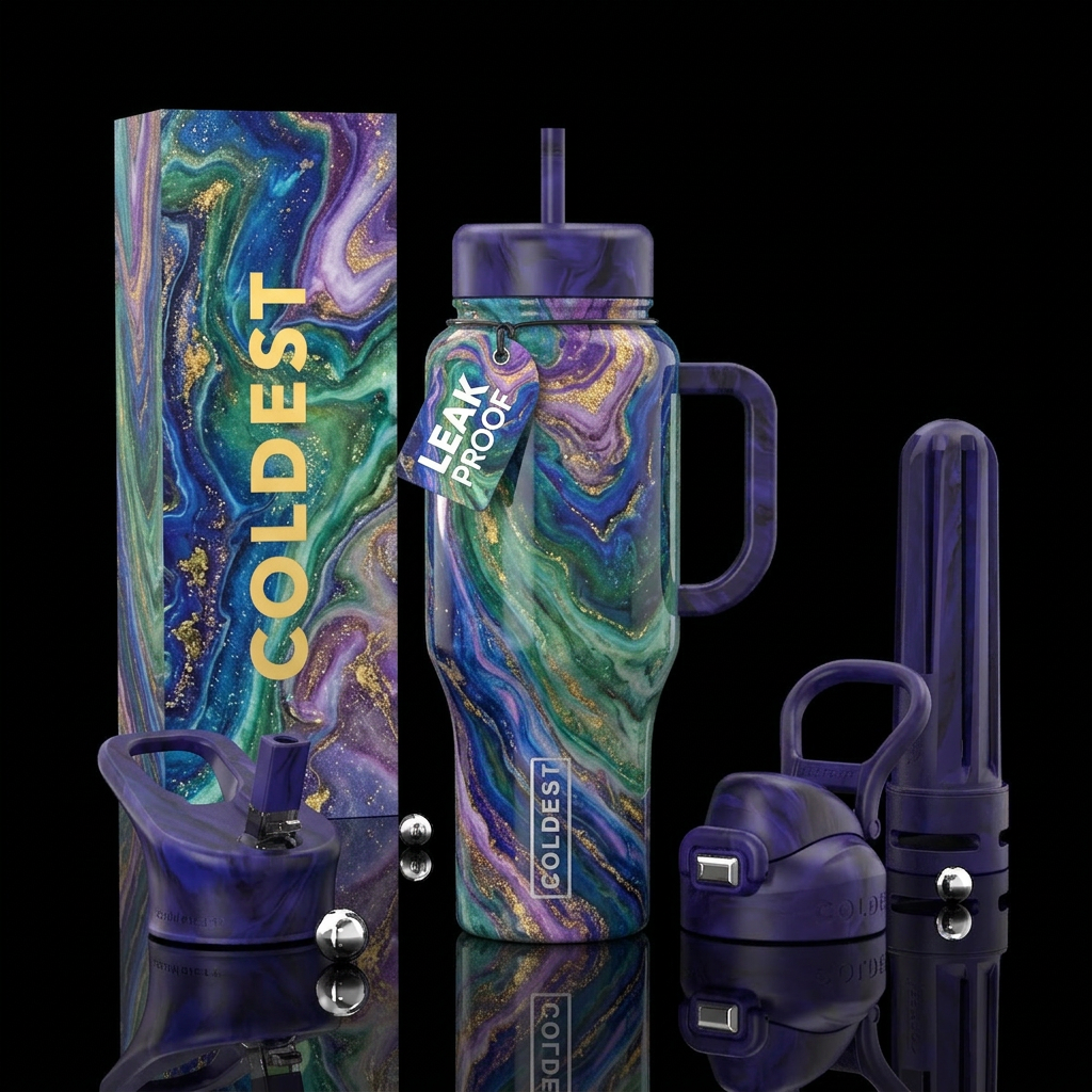 Marbling water bottle design