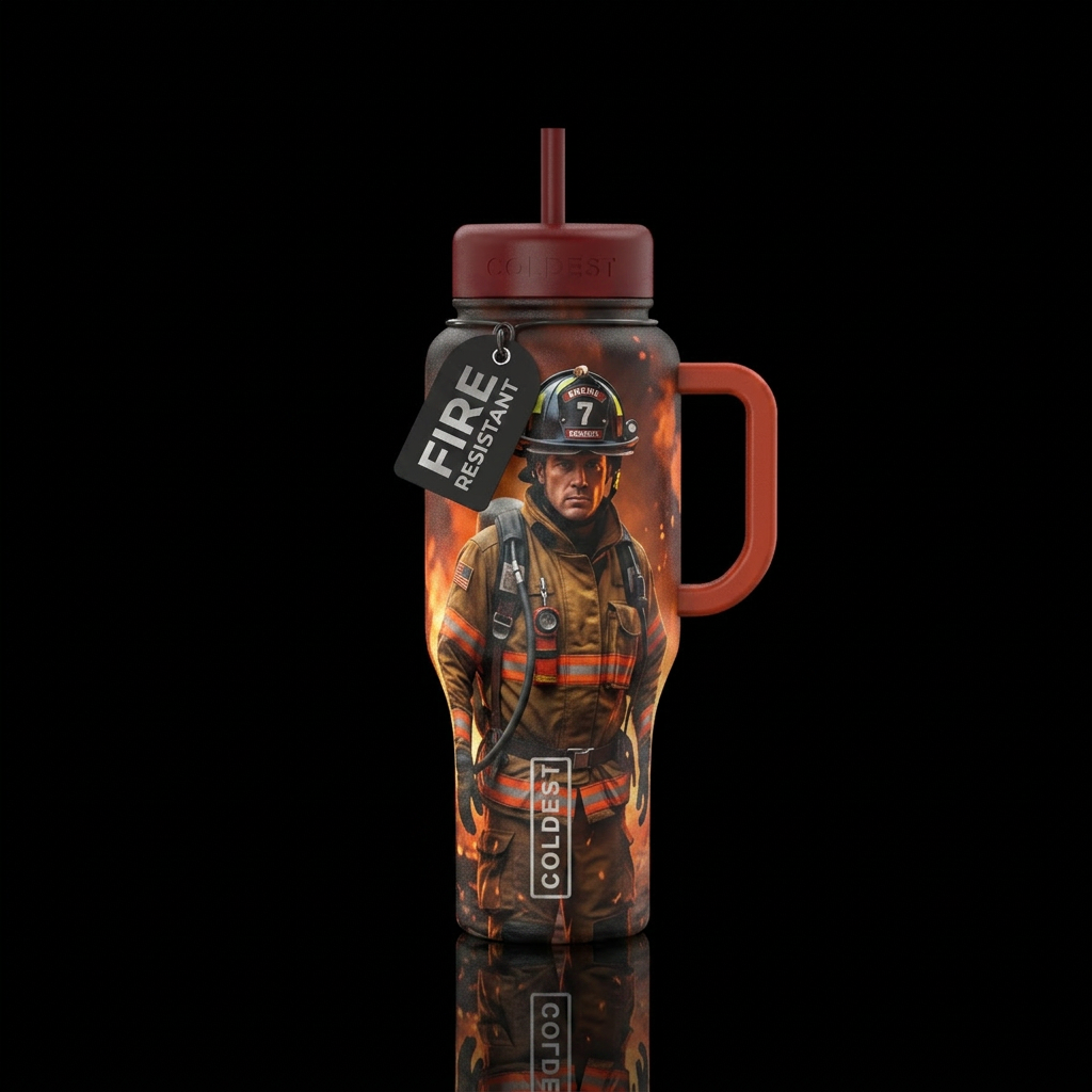 Firefighter water bottle design