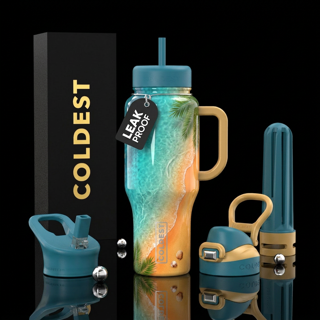 Beach elixir water bottle design