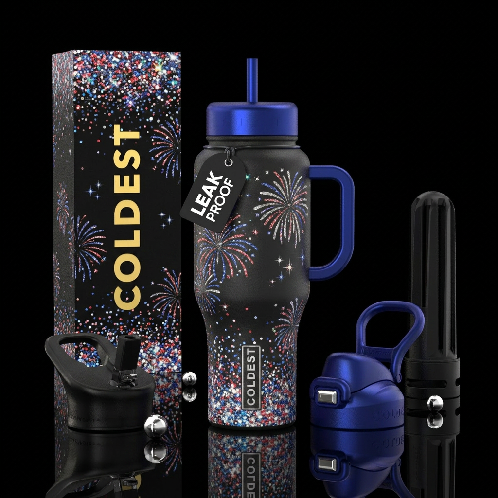 4th of July magical sparkly water bottle design