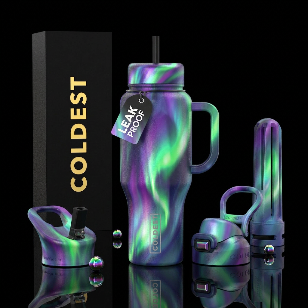 Northern lights water bottle design