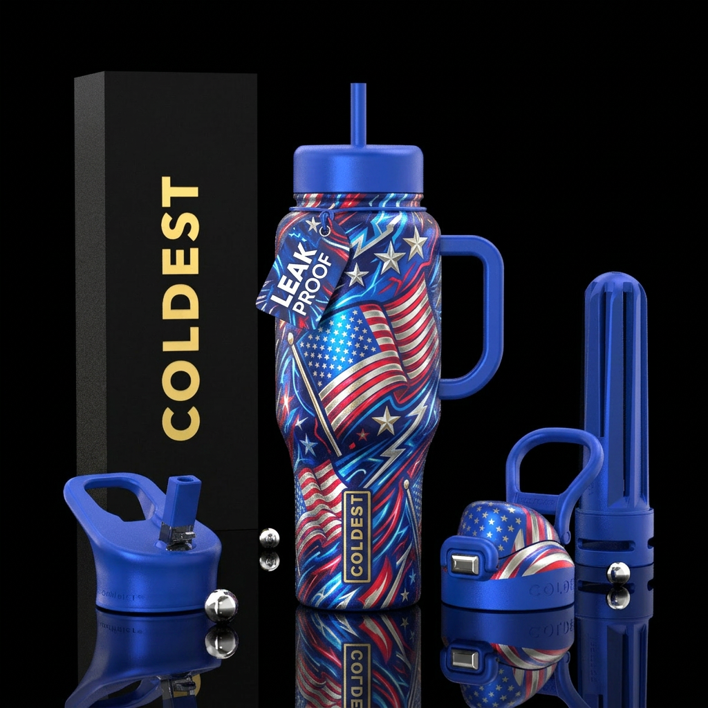 Electric patriotism water bottle design