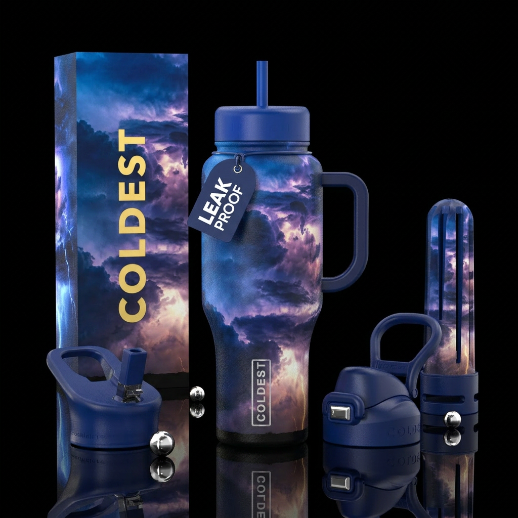 Summertime thunderstorm water bottle design