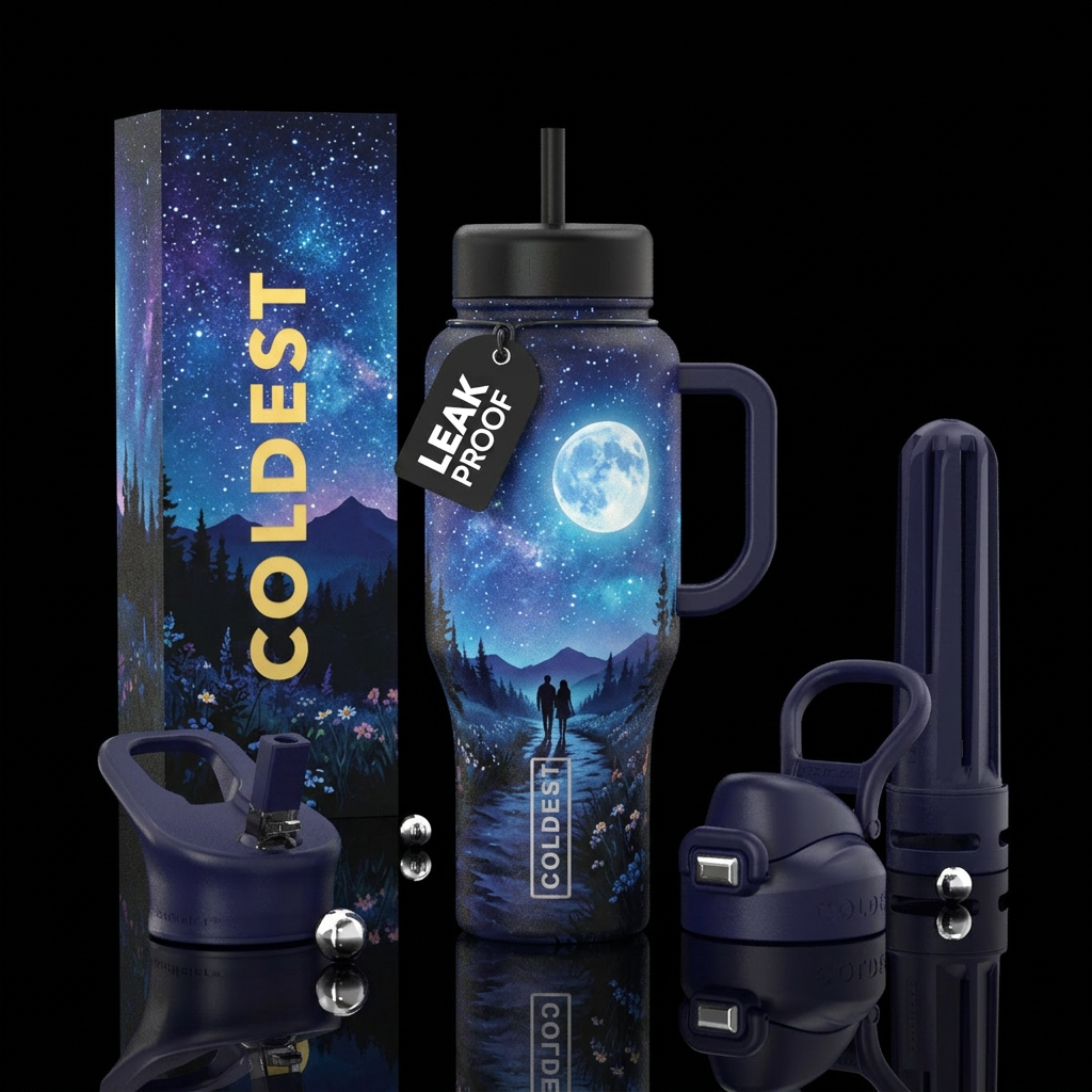 Moonlit stroll water bottle design