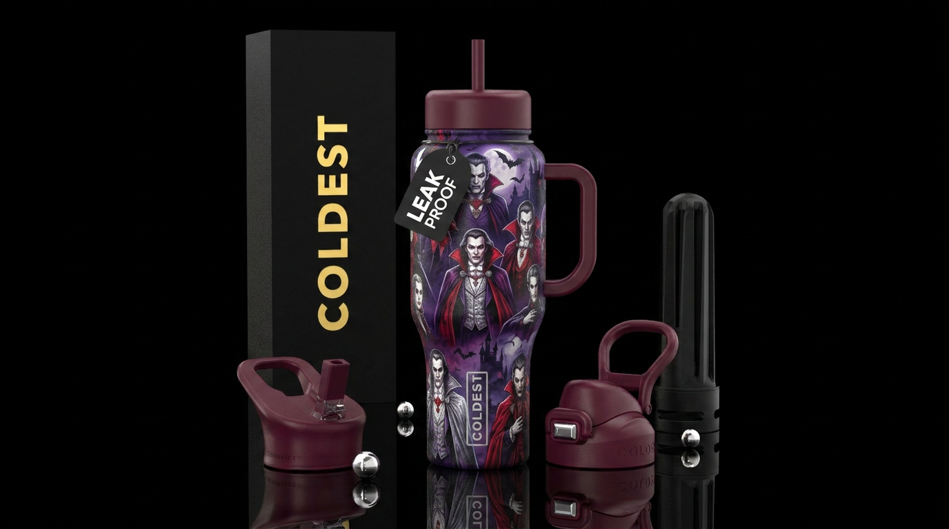Realistic vampires water bottle design