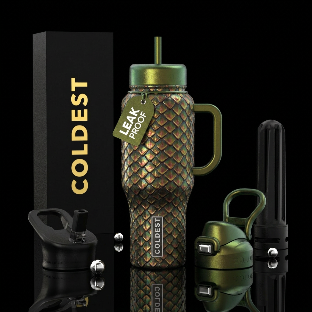 Realistic dragon scales water bottle design