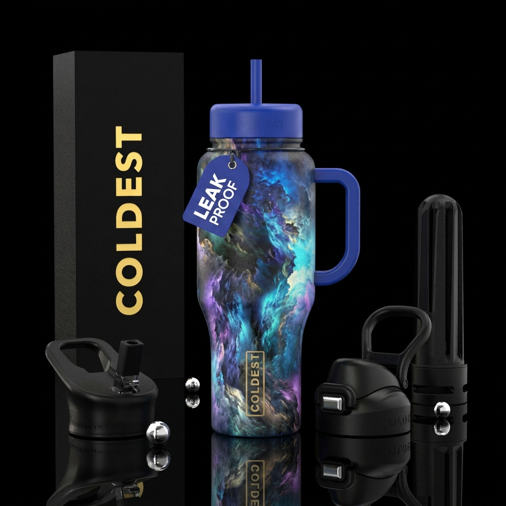 Rain storm clouds water bottle design
