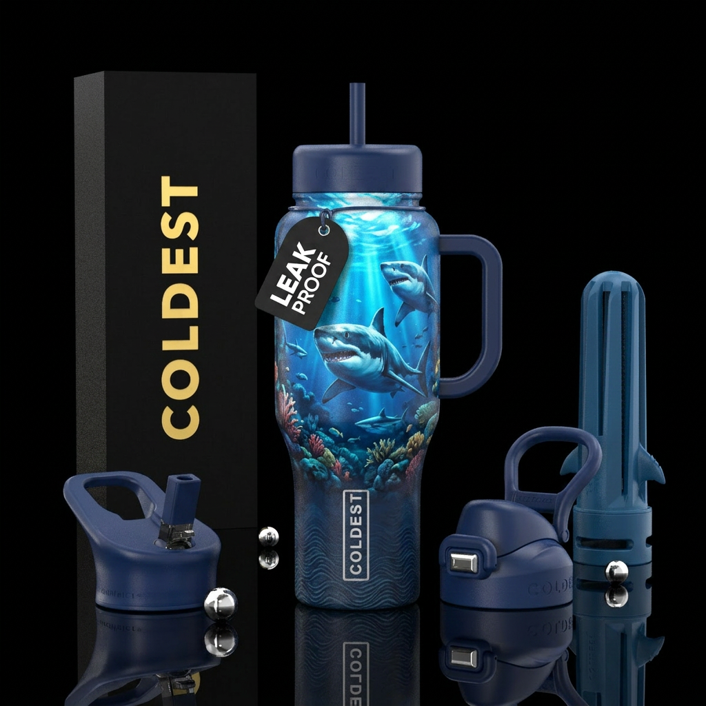 Shark week water bottle design