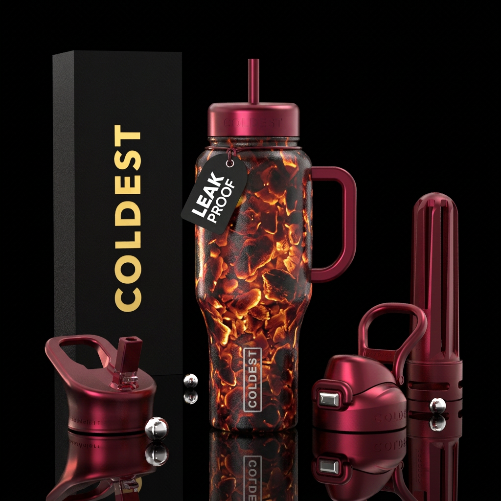 Fire embers water bottle design