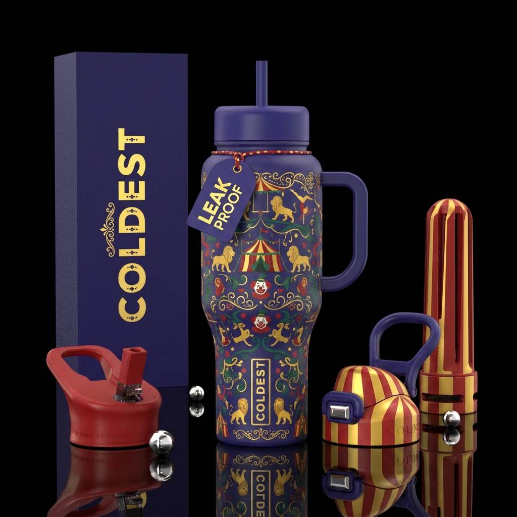 Circus water bottle design