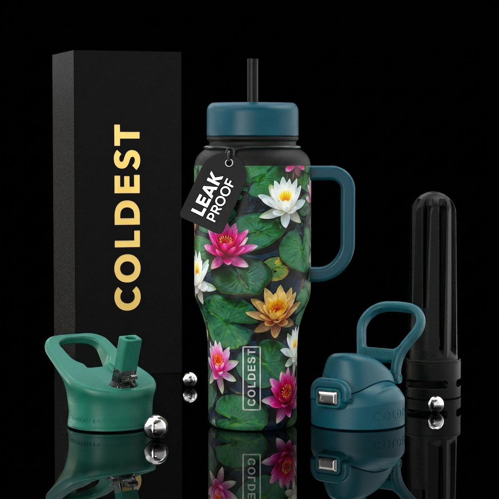 Water lilies water bottle design