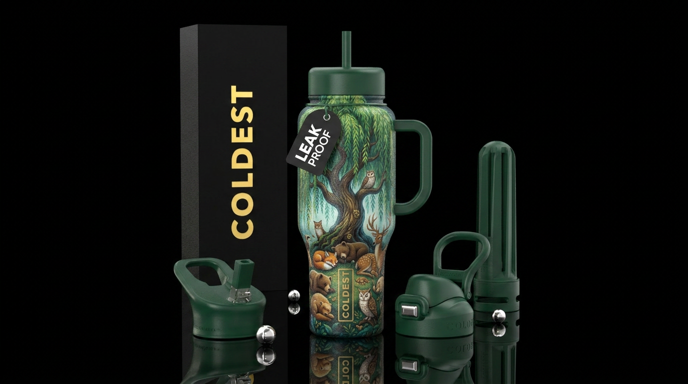 Weeping willow with forest animals under it sleepi... water bottle design