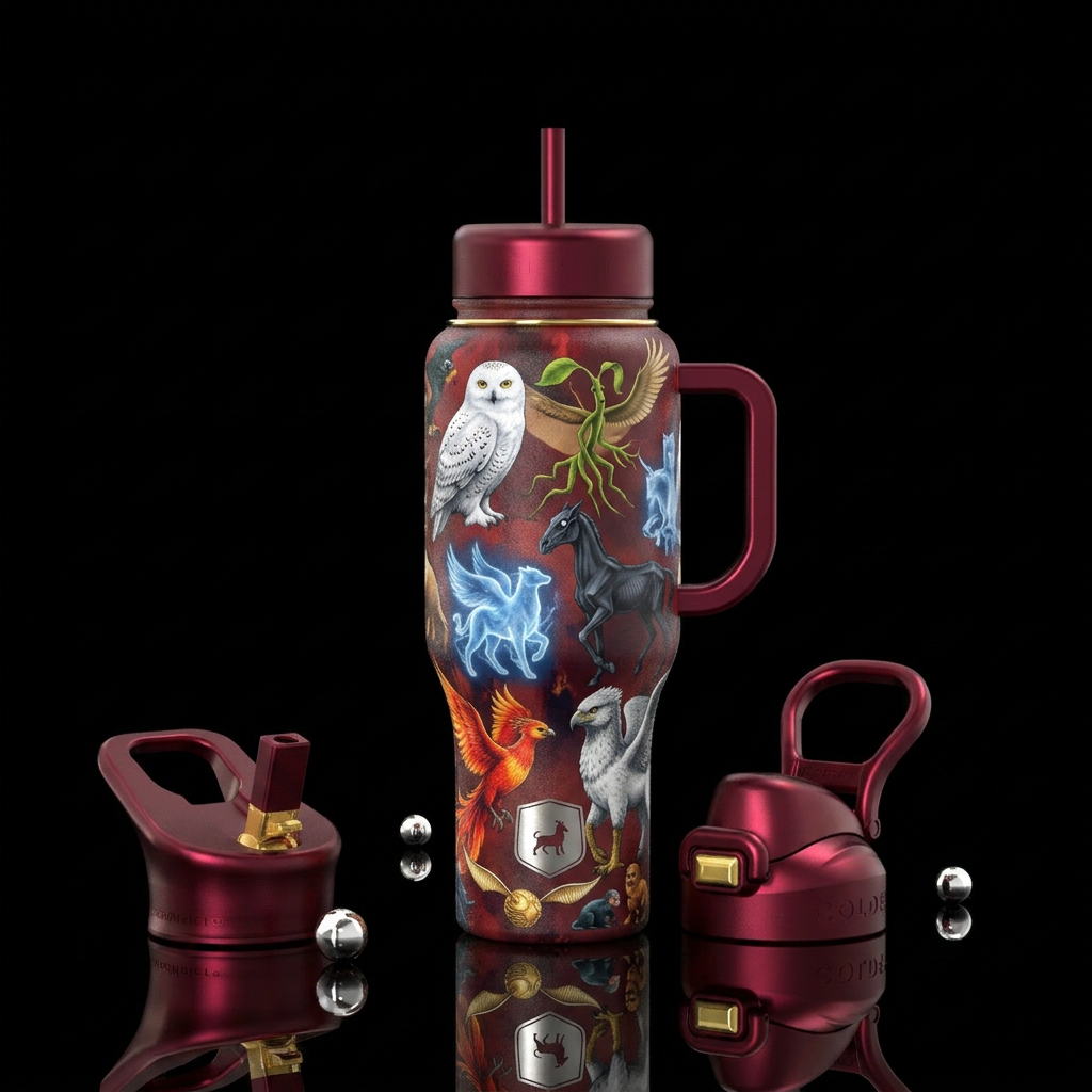 Animals from Harry Potter water bottle design
