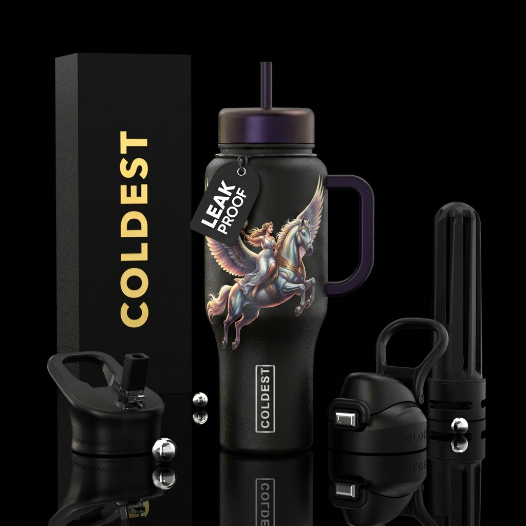 Pegasus realistic with goddess water bottle design