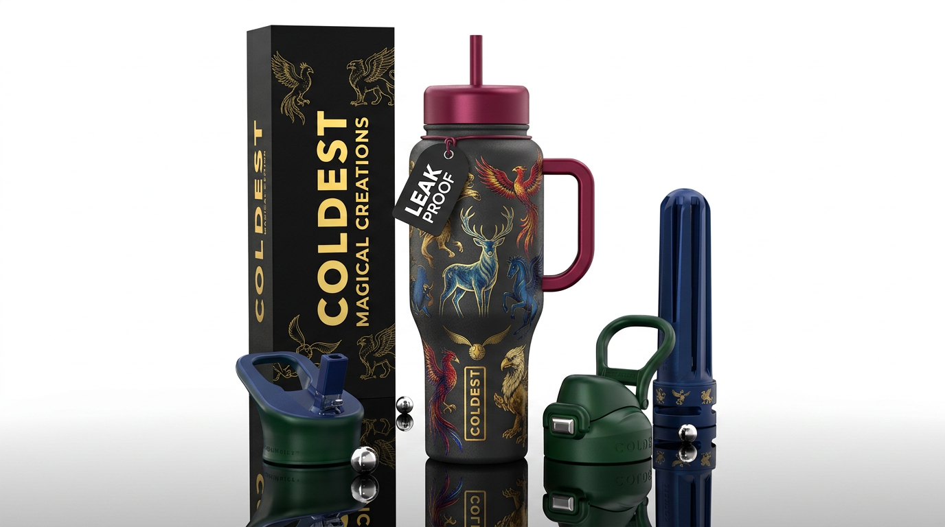 Animals from Harry Potter water bottle design