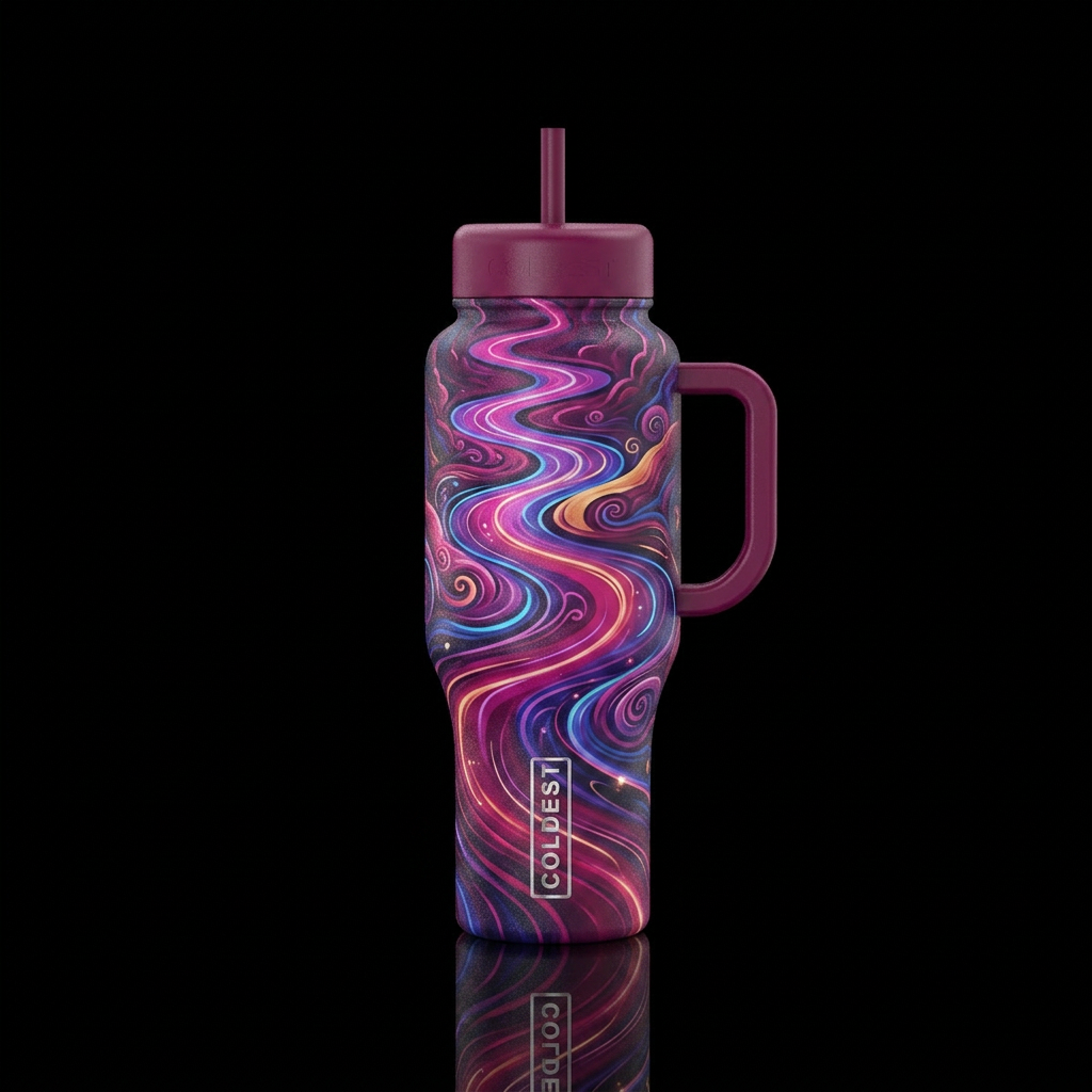 Electric berry river water bottle design