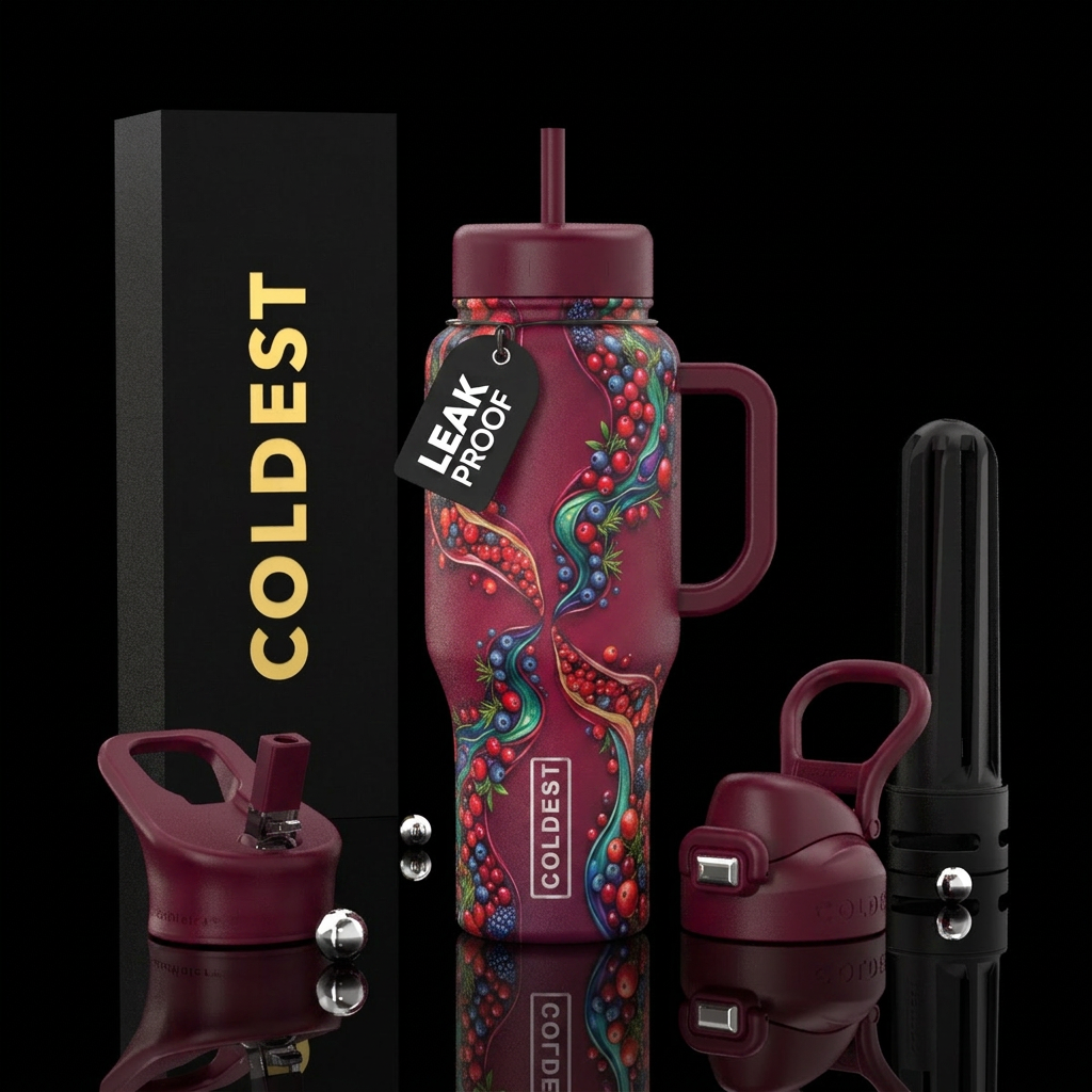 Merry berry rivers that meet in the middle water bottle design