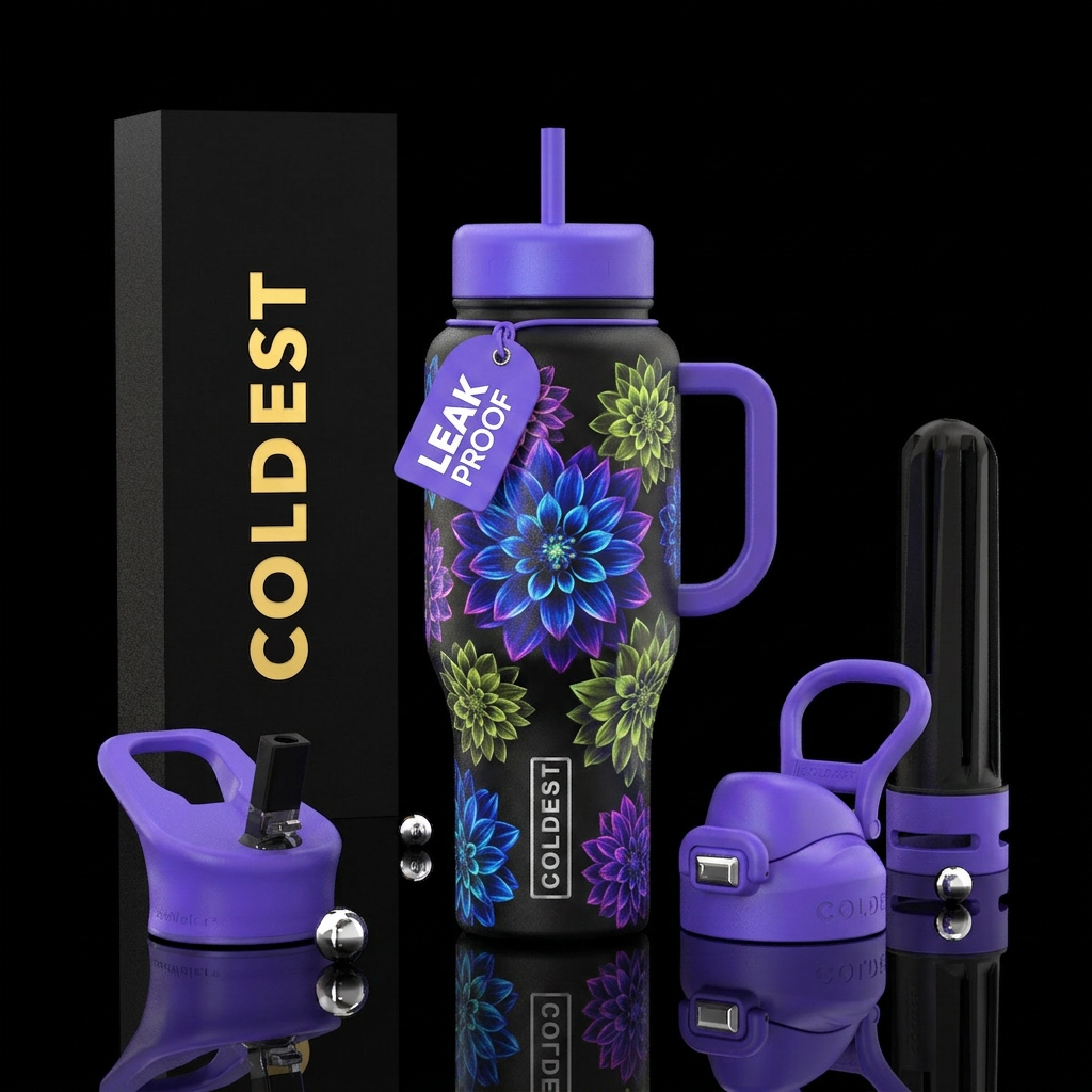Explosive glowie flowers water bottle design