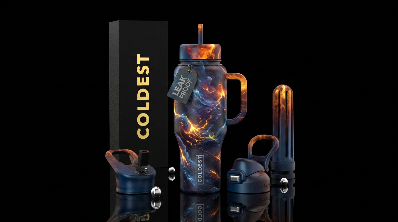 darkness, ocean, firery, explosive, glowie, stormy... water bottle design