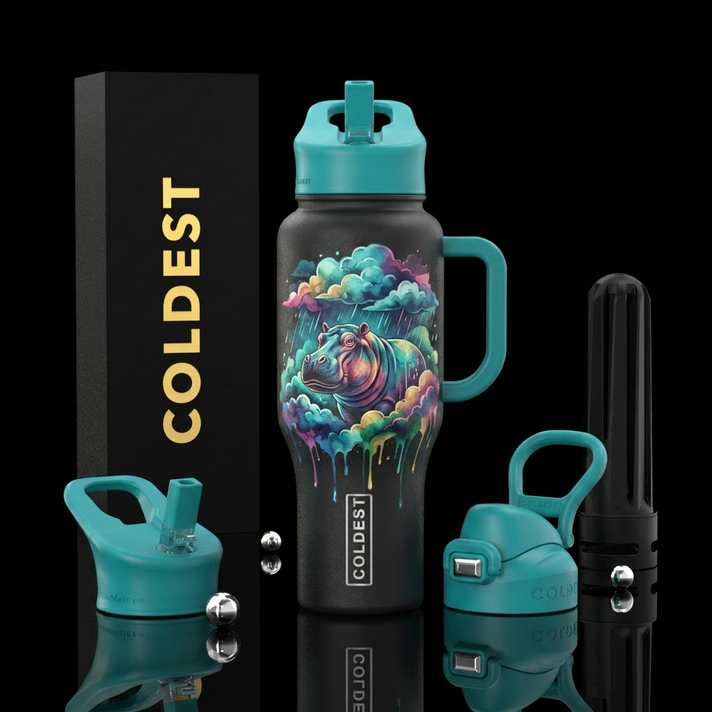 moody, hippo, clouds, midsummer, dripping water bottle design